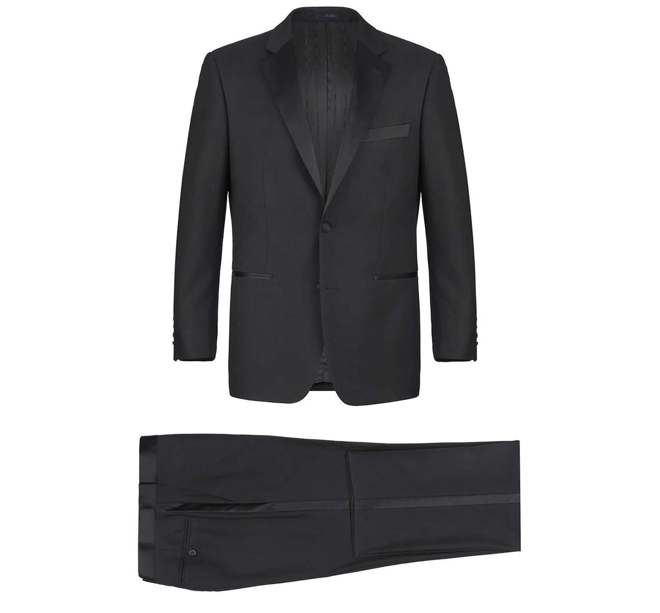 Black Satin Notched Lapel 2-Piece Tuxedo Suit Bailey_Black