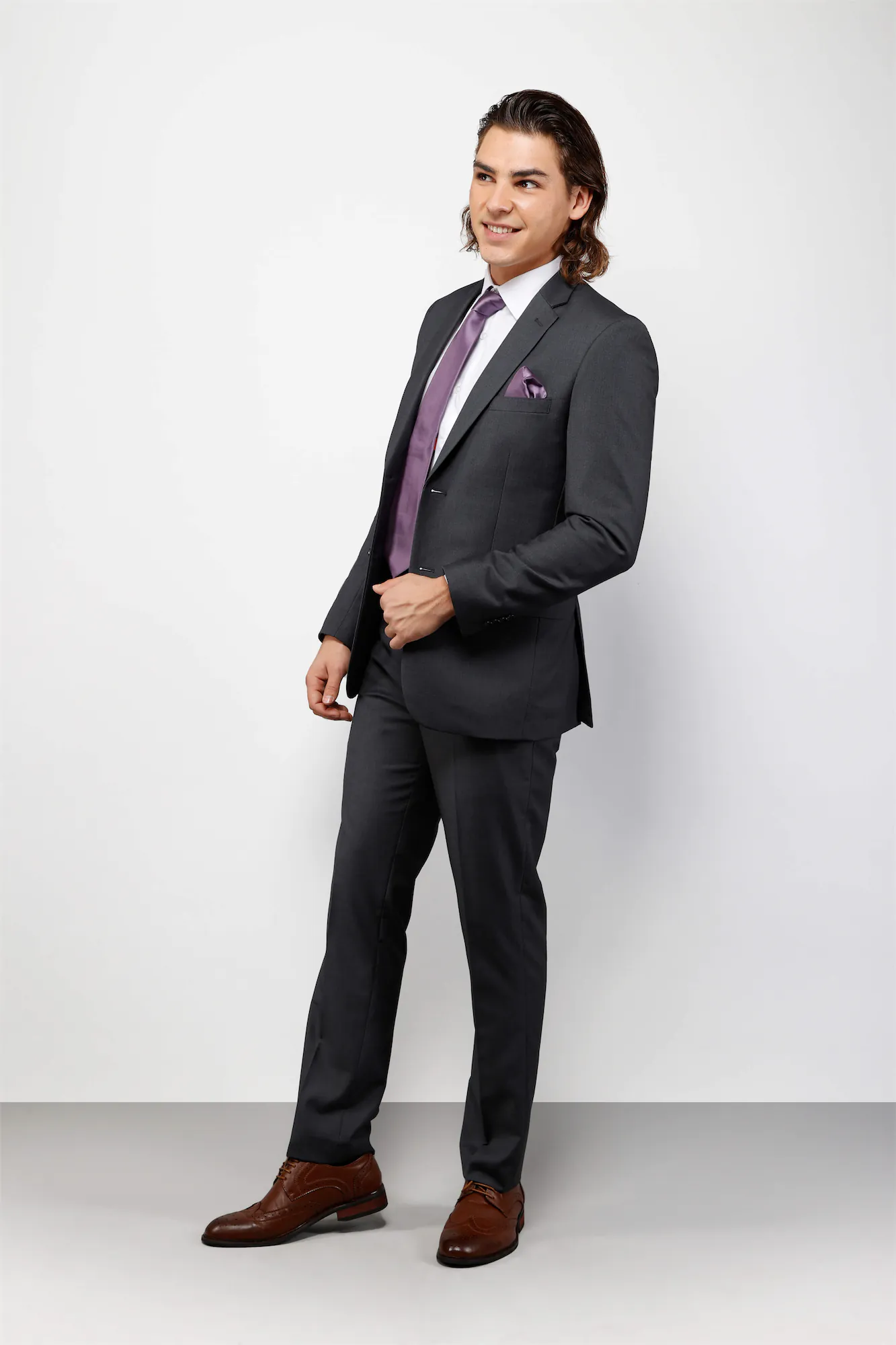 Gray 2-Piece Single Breasted 2 Button Suit Alex_Med_Gray