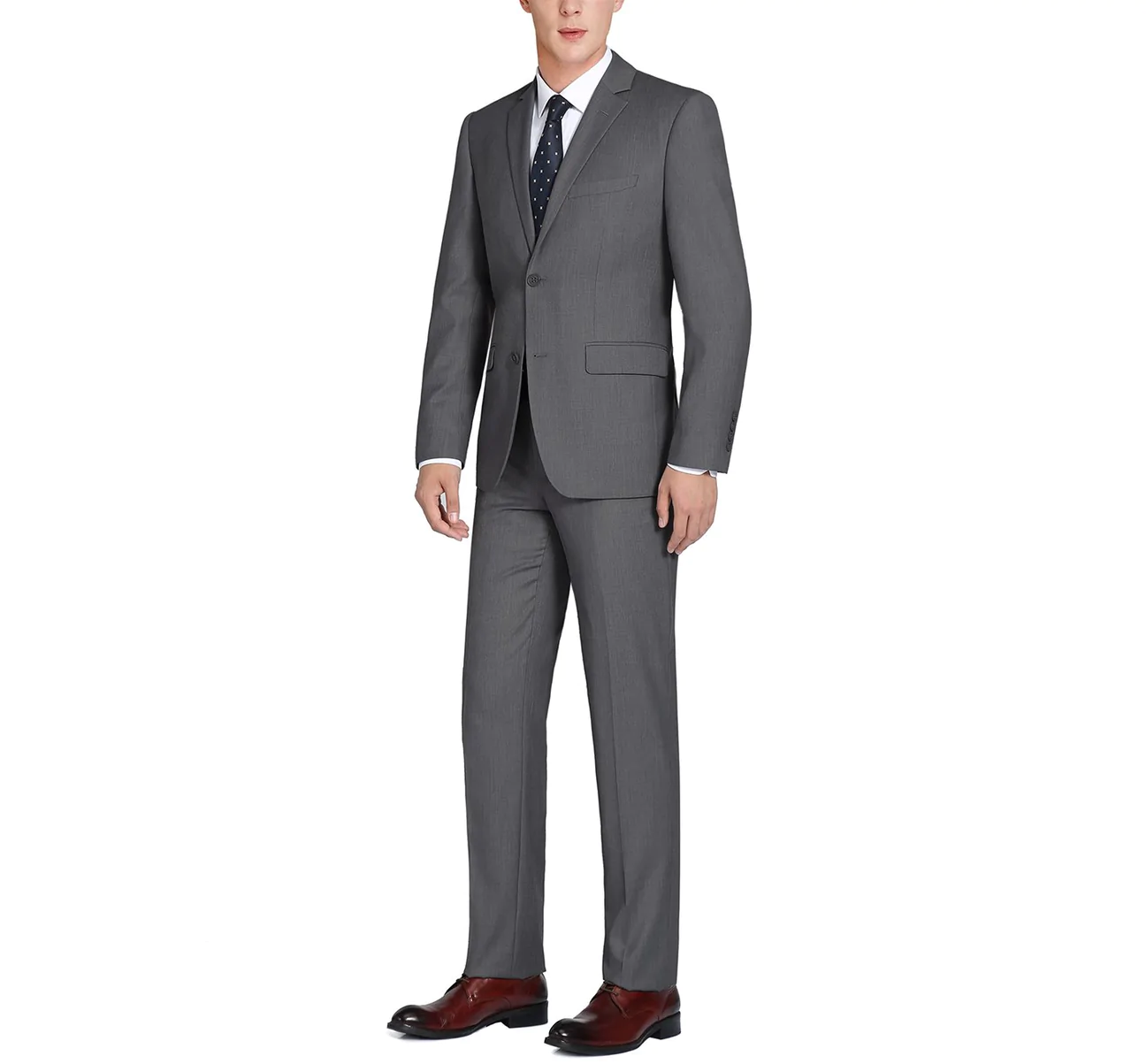 Gray 2-Piece Single Breasted 2 Button Suit Alex_Med_Gray