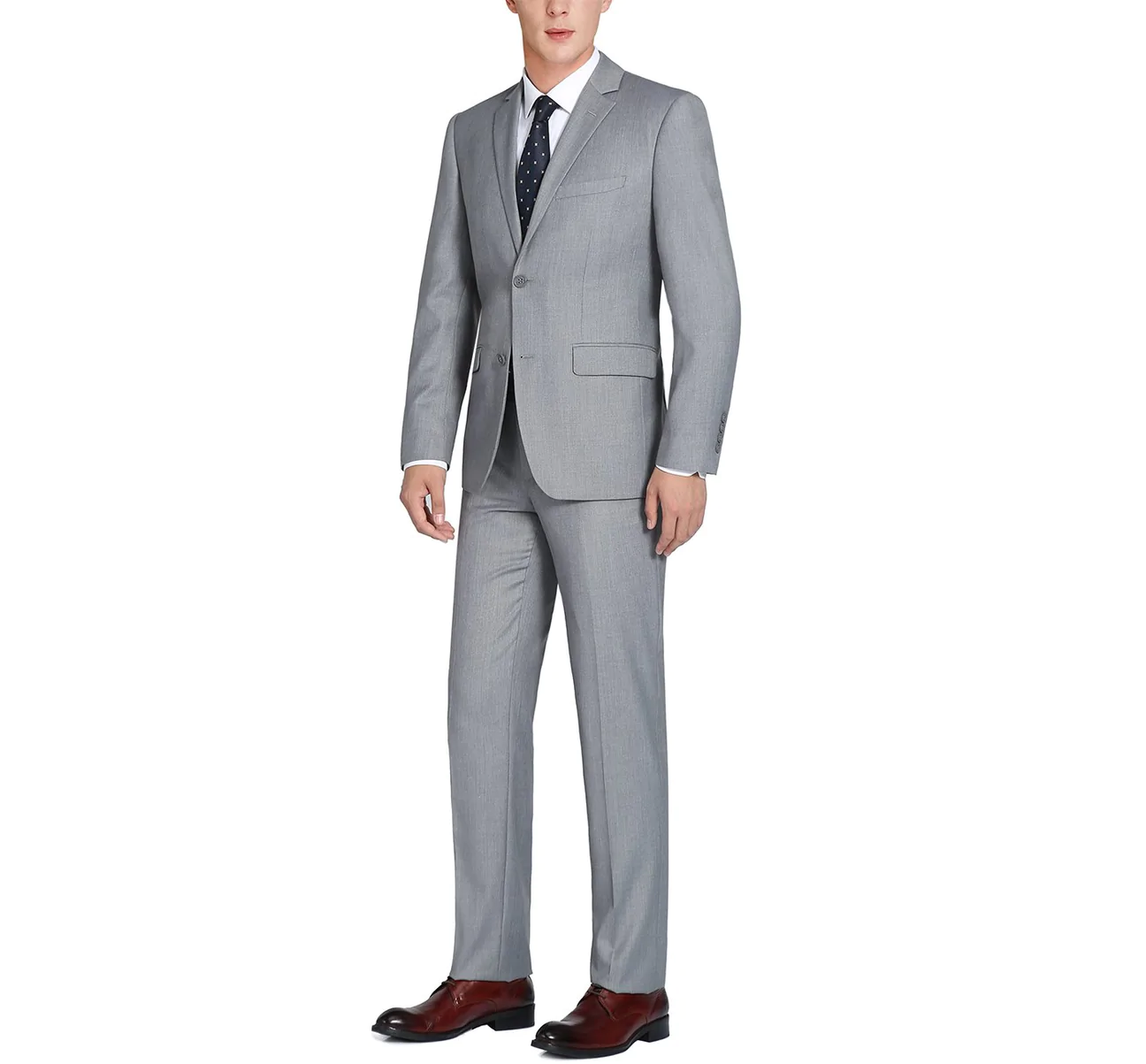 Light Grey 2-Piece Single Breasted 2 Button Suit Bailey_Light_Grey